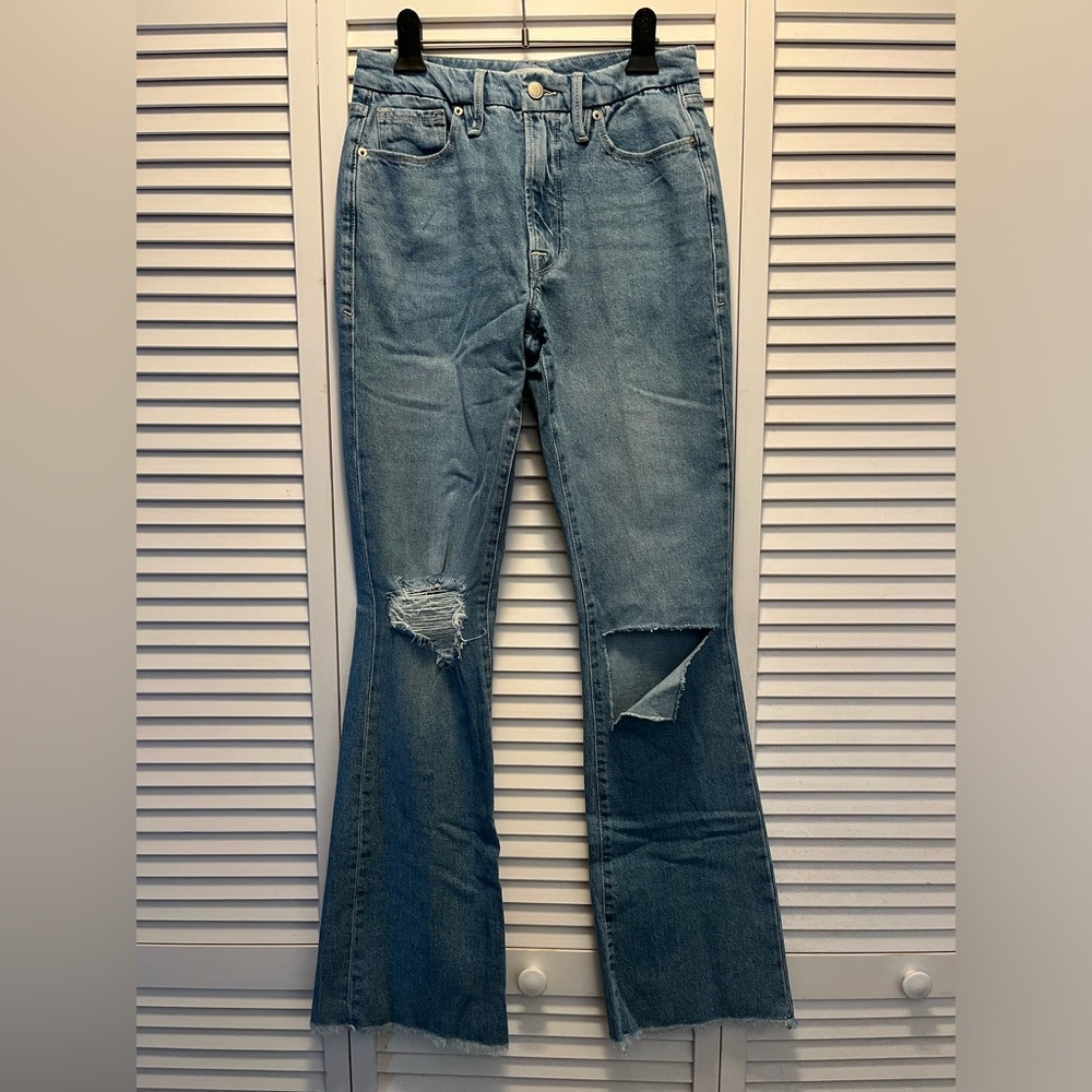 Good American NWOT Distressed Boot Cut Flare Denim Jeans Size 6/28